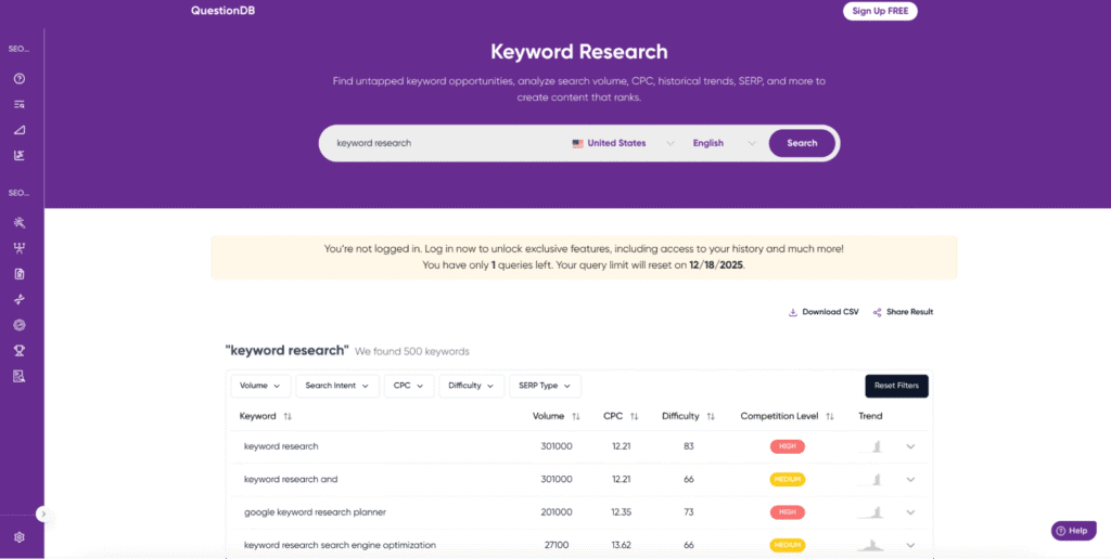 QuestionDB tool