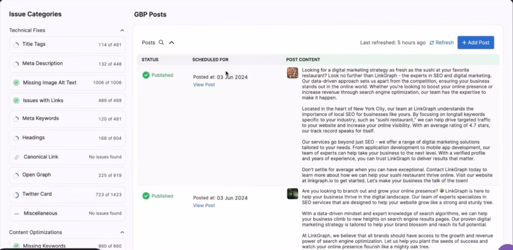 OTTO automates GBP posts, manages Q&As, reviews responses, optimizes GBP listings, recommends citations, and more. search atlas OTTO gbp posts optimization