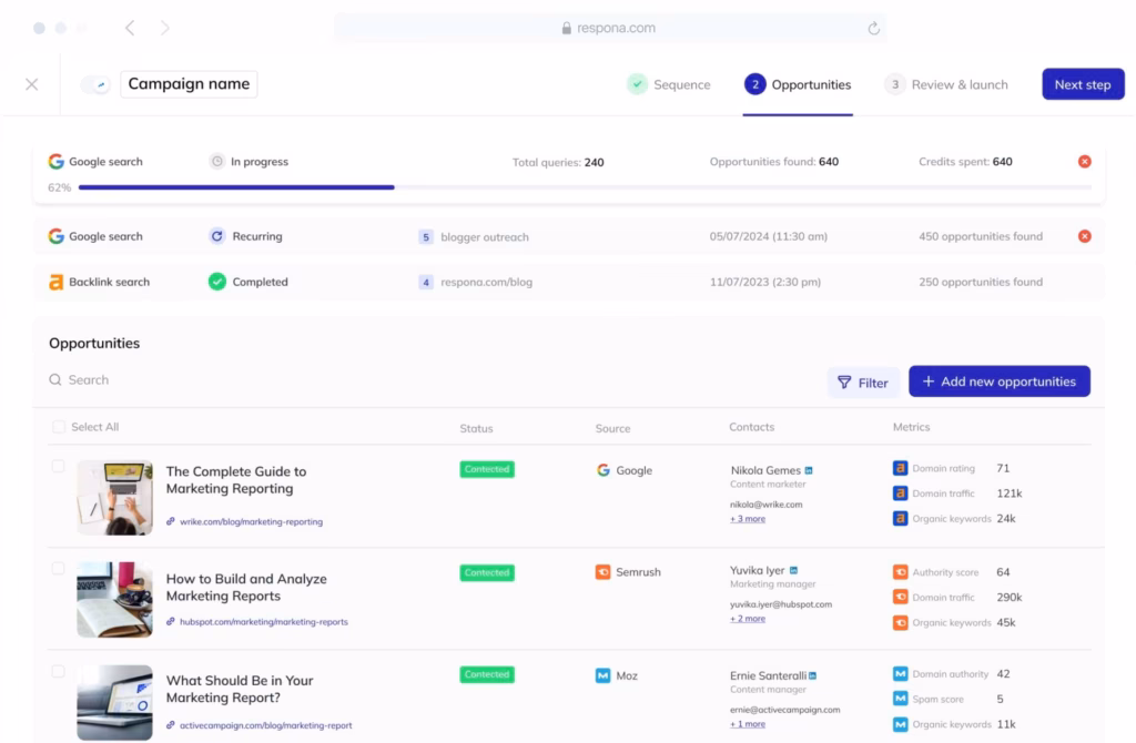 respona dashboard