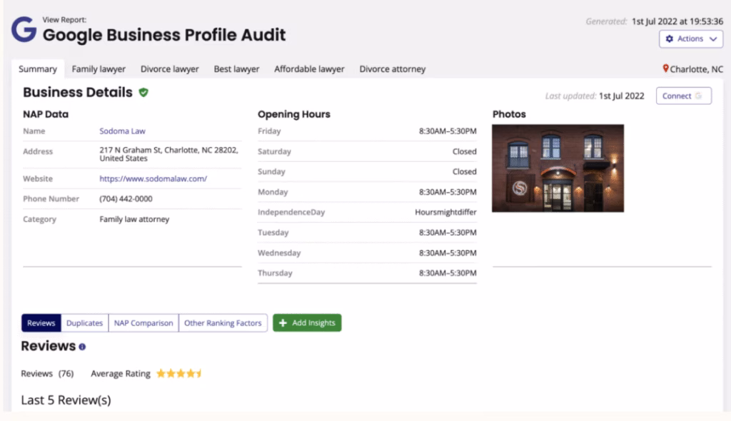 Via BrightLocal brightlocal GBP audit