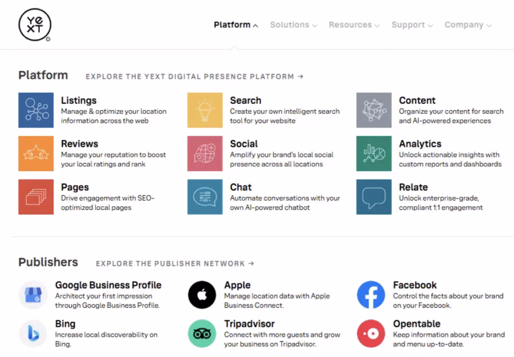 via Yext Yext’s listing management