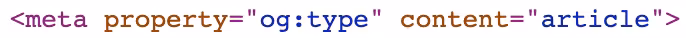 screenshot of an og:type tag in HTML