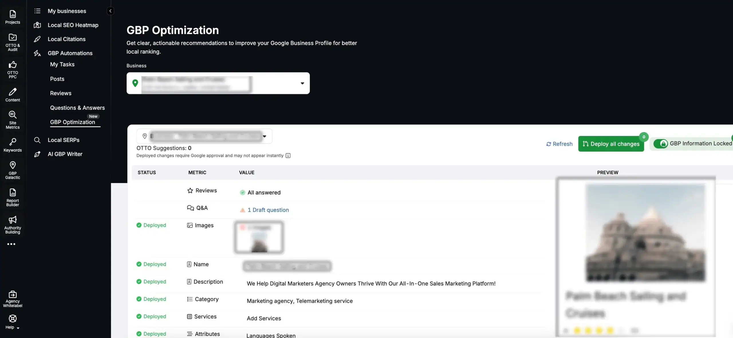 The GBP Automations tool schedules service posts, responds to customer questions
