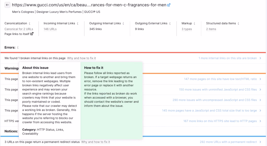 Semrush Broken Link