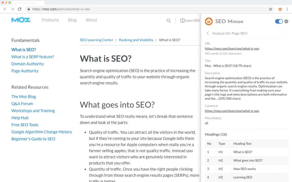 SEO Minion Extension
