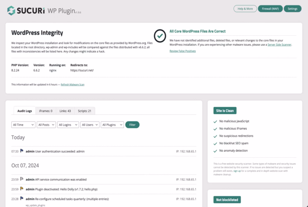 sucuri dashboard