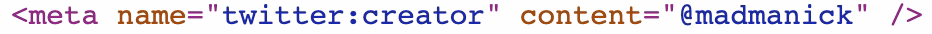 twitter:creator property